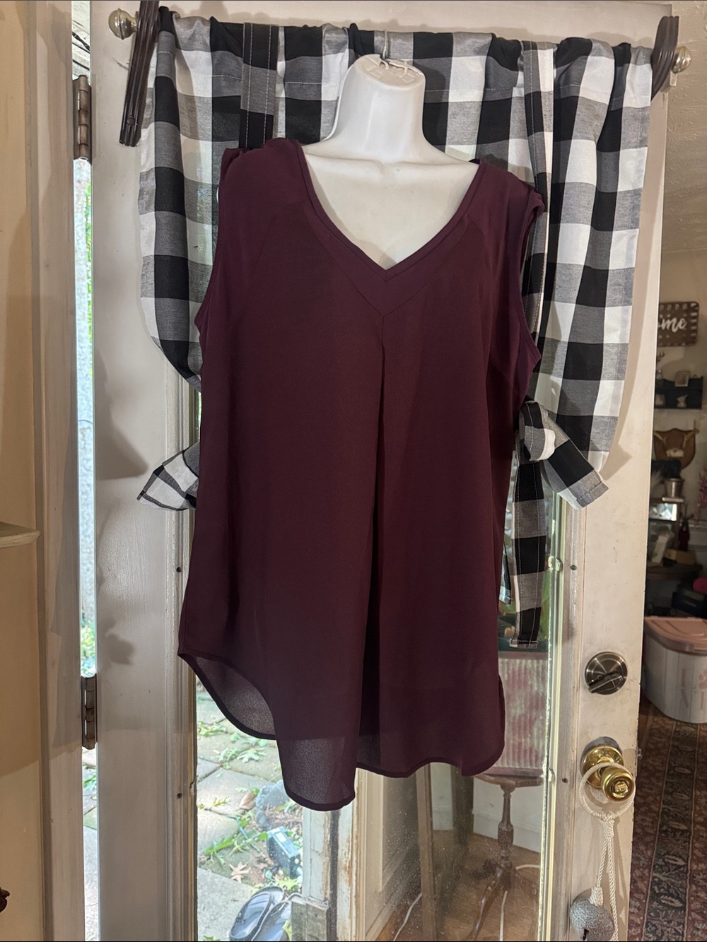 Soft Surroundings Sleeveless V-Neck Tank in Deep Burgundy